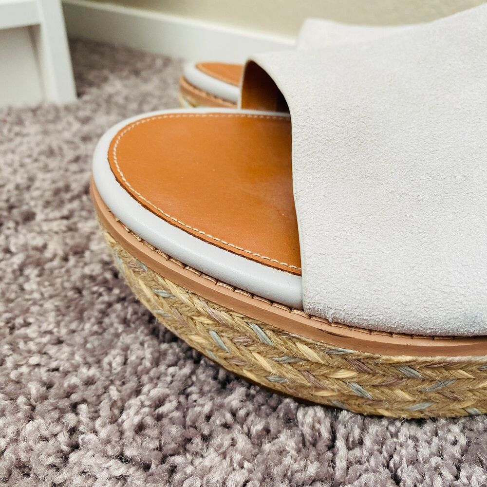 NWT FITFLOP Eloise Espadrille Suede Wedge Slides Soft Grey Size 11 - Picture 8 of 16